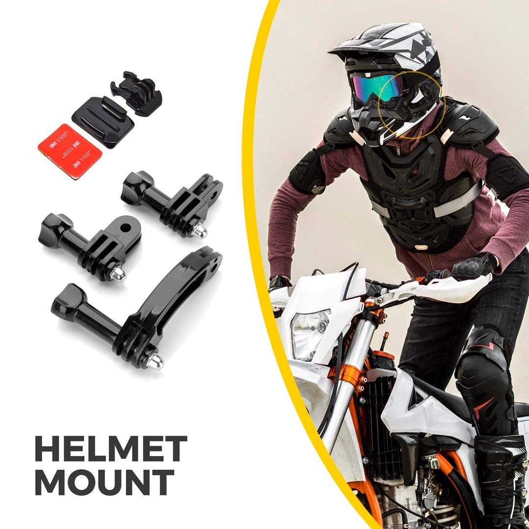 Mipremium Rotary Extension Arm Helmet Mount Set For Gopro Hero 13 12 11 10 9 8 7 6 5 4 Session Black Silver Xiaoyi 4K Sjcam Sports Action Camera Accessories Kit Motorcycle Curved Chin Pivot Connector